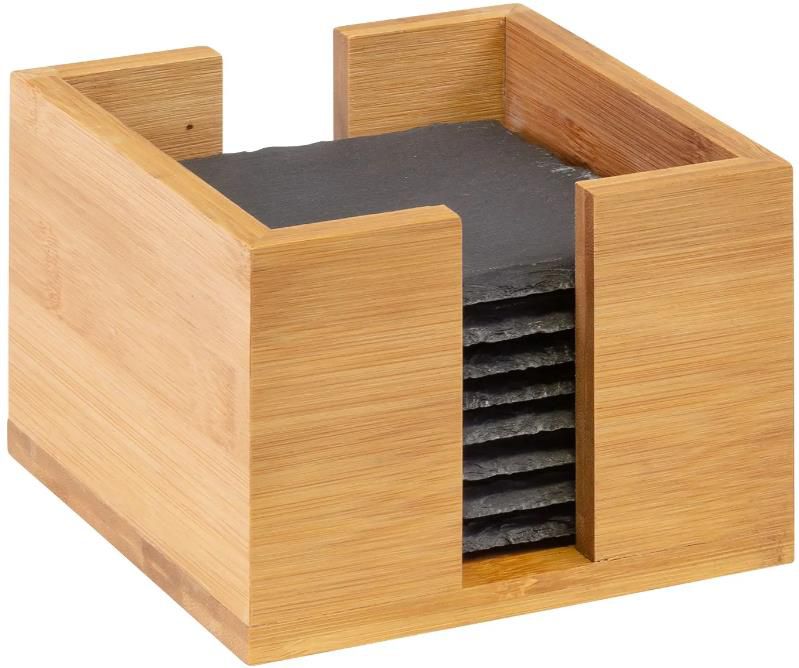 Westmark   8 Naturschiefer Untersetzer 10 x 10 cm in Bambusbox für 10,48€ (statt 21€)