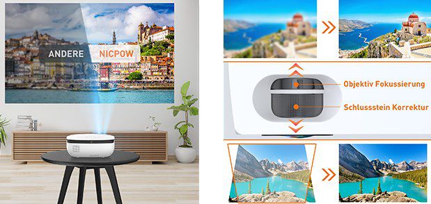 Nic Pow 720p Mini LED Beamer mit Fernbedienung & Leinwand für 54,99€ (statt 110€)