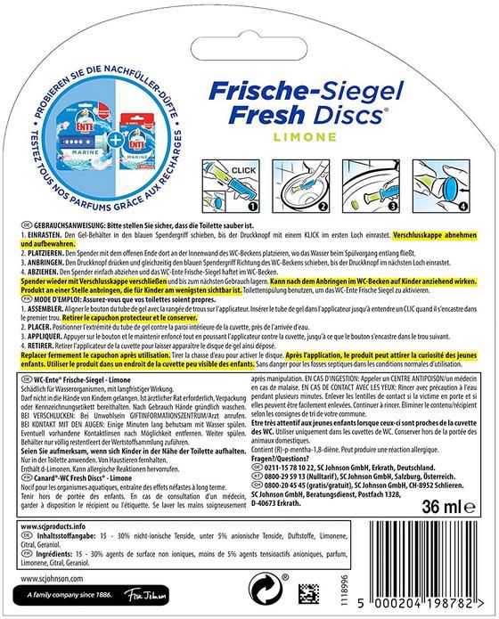 5x WC Ente Frische Siegel Starter Set Limone inkl. 1 Nachfüller für 6,53€ (statt 10€)   Sparabo