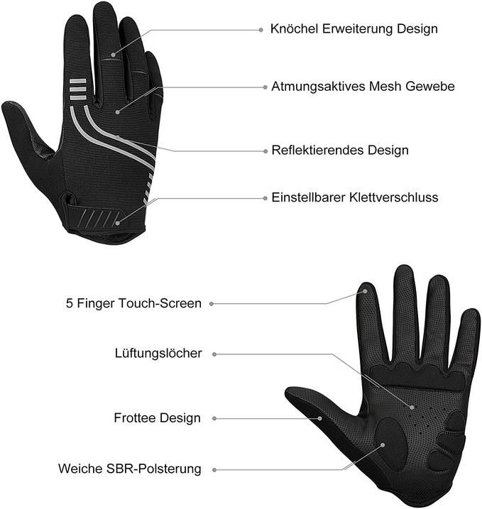 Yobenki Vollfinger Fahrradhandschuhe   Gepolstert und Stoßdämpfend für 7,99€ (statt 19€)