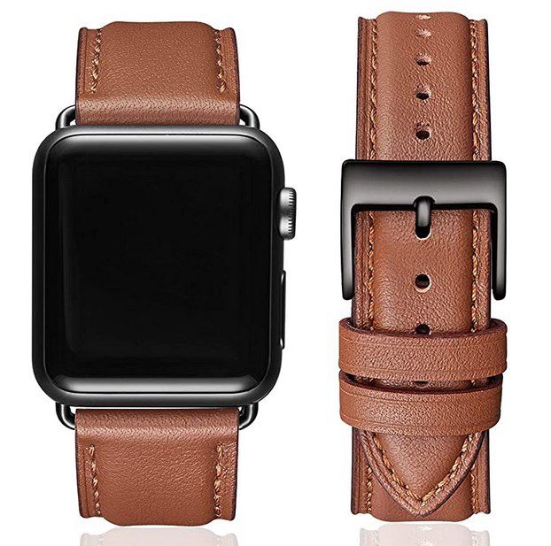 Bis zu 70% Rabatt auf SUNFWR Lederbänder + Case für Apple Watch z.B. in Braun für 5,09€ (statt 17€)   Prime