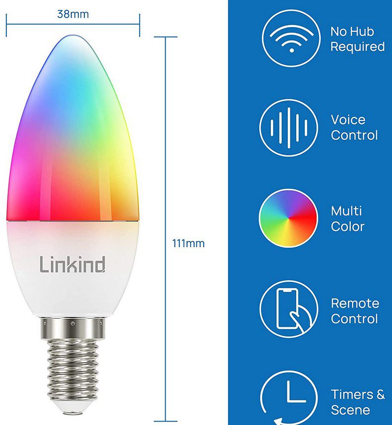 2er Pack: Linkind B35 WLAN RGB LED E14 Glühbirnen für 15,39€ (statt 20€)