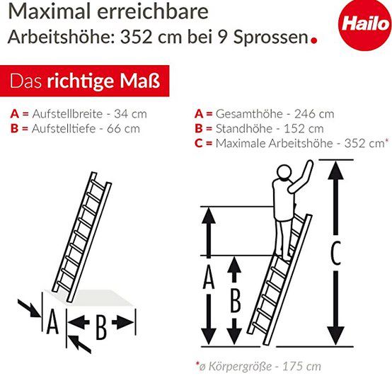 Hailo S60 Profistep uno Anlegeleiter mit 9 Sprossen für 76,79€ (statt 100€)   B Ware