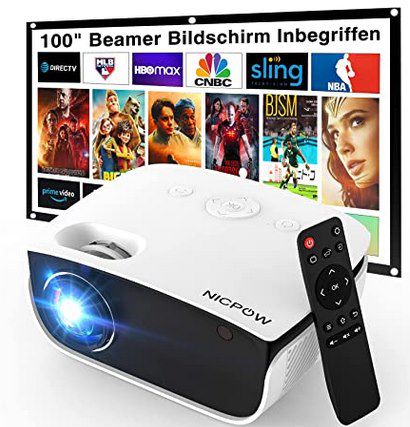 Nic Pow 720p Mini LED Beamer mit Fernbedienung & Leinwand für 54,99€ (statt 110€)