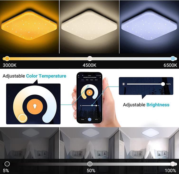 NIXIUKOL LED Deckenleuchte   Dimmbar 24W RGB per App steuerbar für 24,99€ (statt 50€)