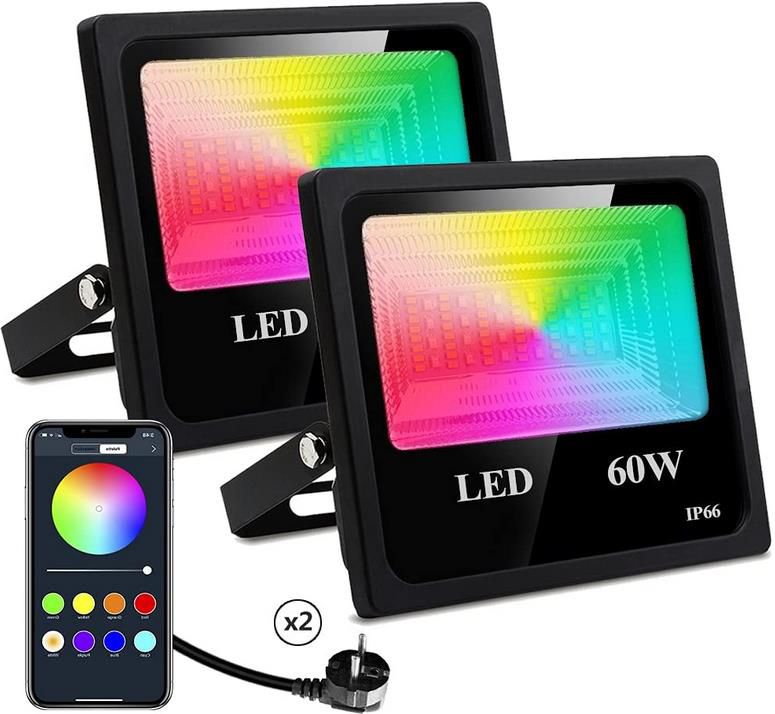 2er Pack‎ Nicetai 60W LED Strahler mit App Steuerung, Wasserdicht und RGB Beleuchtung für 44,50€ (statt 89€)