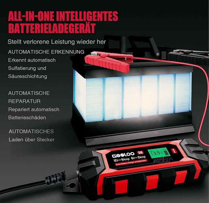 GOOLOO S6   6A Autobatterieladegerät 6V/12V für 39,19€ (statt 60€)