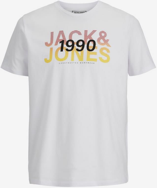 Jack & Jones   T Shirt in Weiß mit farbigem Brustprint für 8,90€ (statt 13€)