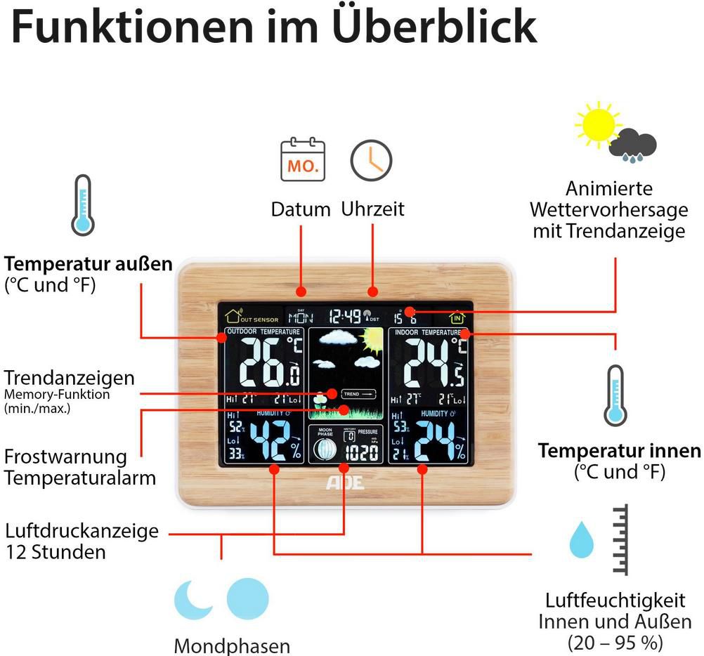 ADE WS 1703 Funk Wetterstation für 35,94€ (statt 44€)