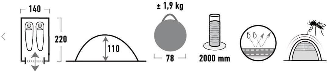 High Peak   Tunnelzelt Stella 2   für 49,99€ (statt 60€)