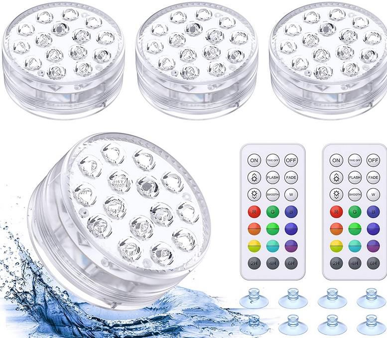 Ruyilam Unterwasser LED Leuchten im 4er Pack für Teich oder Pool mit 15 LEDs für 18,74€ (statt 25€)