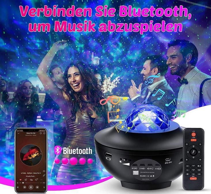 ‎Mirapretty   LED Sternenhimmel Projektor mit Bluetooth und Fernbedienung für 18,99€ (statt 38€)