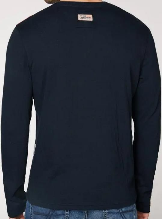 Camp David Sweatshirt mit V Ausschnitt und Print in Navy für 37,93€ (statt 50€)