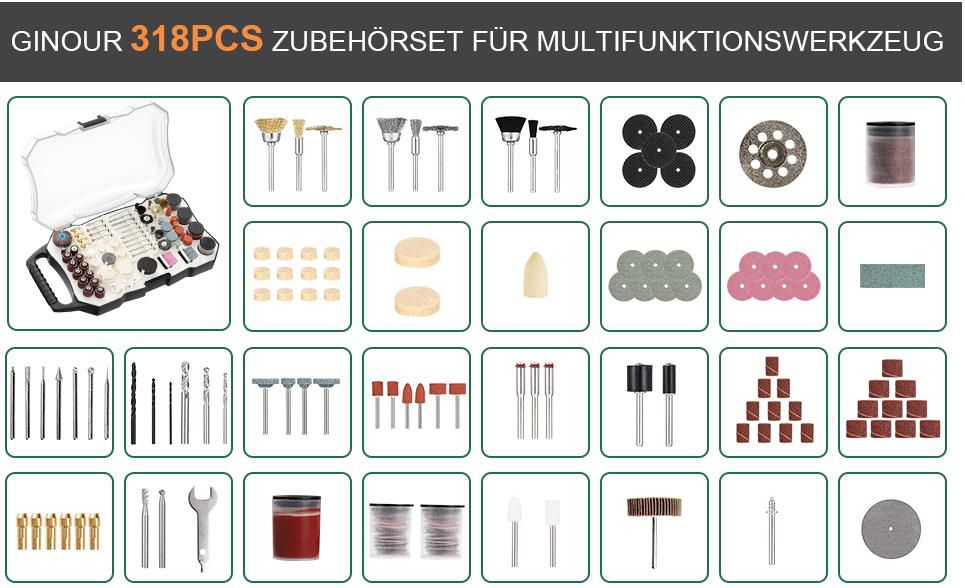 Multifunktionswerkzeug/Zubehörset 318 tlg. mit 6 Universalfuttern für 17,99€ (statt 30€)