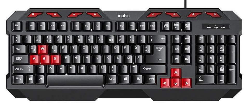 Inphic V610 USB Tastatur 112 Tasten DE Layout für 7,99€ (statt 16€)  prime