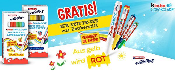 Mit Kauf von Kinder Schokolade Stifte Set mit Zauberstift gratis abholen