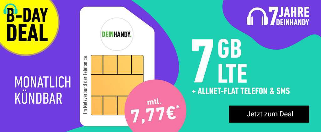 o2 Allnet Flat mit 7GB LTE für 7,77€ mtl.