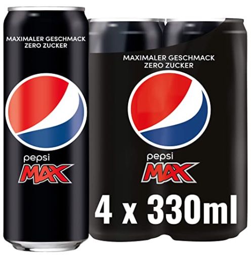 4x Pepsi Max (ohne Kalorien) je 330ml für 1,30€ + 1€ Pfand   Prime Sparabo