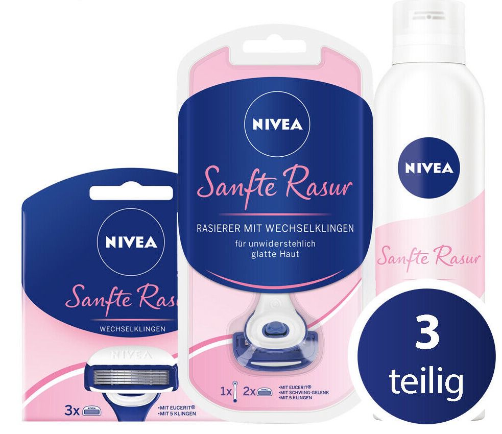 NIVEA Sanftes Damen Rasier Set mit Rasierer, Gel & Klingen für 14,39€
