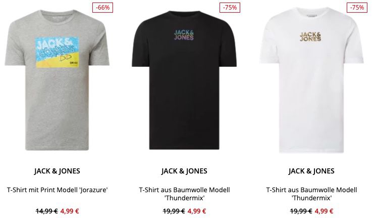 Jack & Jones T Shirts für nur 4,99€ inkl. Versand