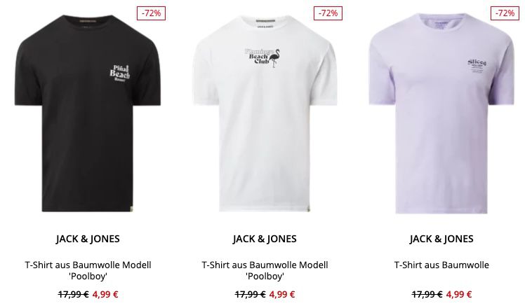 Jack & Jones T Shirts für nur 4,99€ inkl. Versand