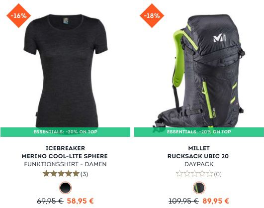 SportScheck: 20% Rabatt auf ausgewählte Hike & Bike Artikel   z.B. OCK Funktionsjacke für 38,36€ (statt 60€)