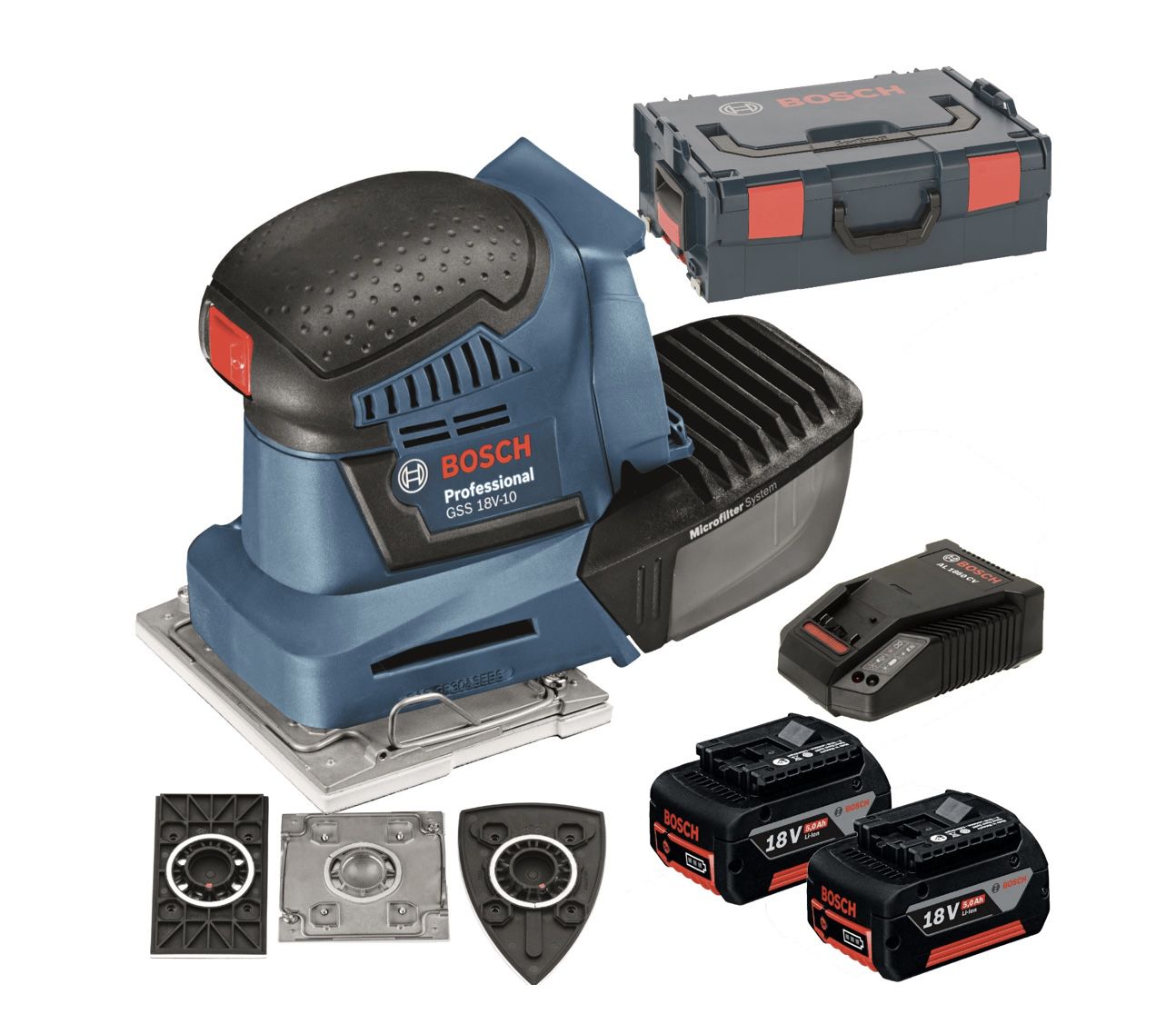 Bosch Akku Schwingschleifer GSS 18V 10 Professional inkl. L BOXX & 2x Li Ionen Akku (5,0Ah) für 239€ (statt 265€)