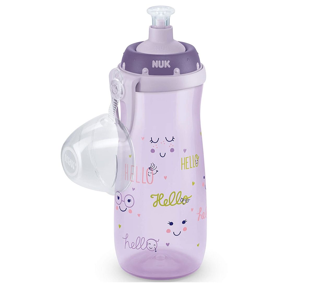 NUK First Choice+ Sports Cup Junior Becher in Lila mit auslaufsicherer Push Pull Tülle für 5€ (statt 12€)   Prime