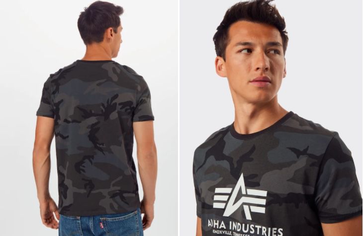 Alpha Industries T Shirt Basic Black Camo für 16,92€ (statt 24€)   S, M, L