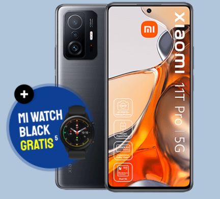 Xiaomi 11T Pro + Mi Watch für 4,95€ + Vodafone 15GB LTE/5G oder o2 20GB LTE/5G + 100€ Bonus