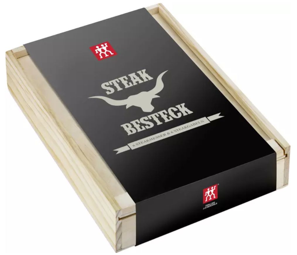 Zwilling Steak Besteck Set 12 teilig in Holzbox für 29,14€ (statt 40€)