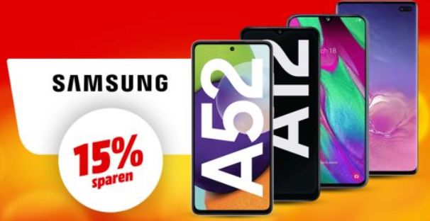 Samsung Smartphones mit 15% Extra Rabatt   z.B. Galaxy A72 mit 128 GB für 363€ (statt 409€)