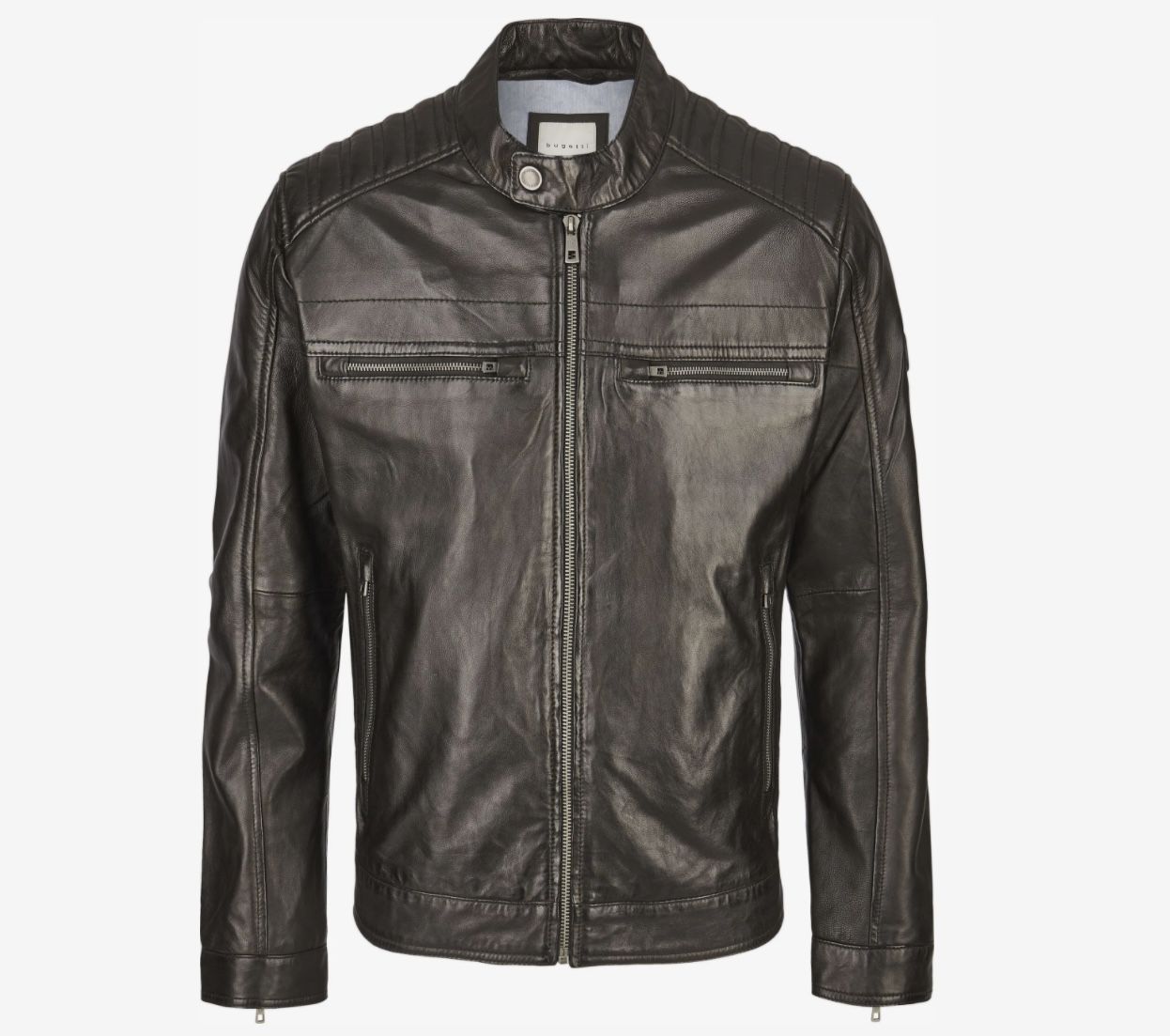 bugatti Amadeo Herren Lederjacke mit Stehkragen und Druckknopfriegel für 231,36€ (statt 269€)