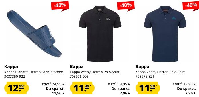 SportSpar Club 3 für 2 Aktion   z.B. 3x Kappa Poloshirt nur 24€ (statt 39€)