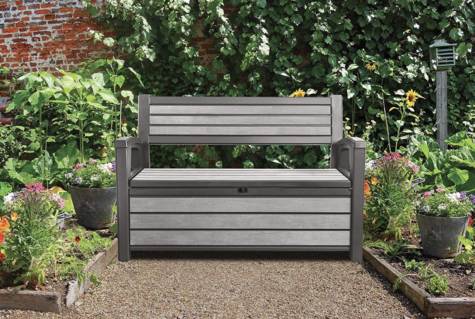 Keter Gartenbank und Kissenbox Hudson in Graphit mit 227L Fassungsvolumen für 123,49€ (statt 169€)