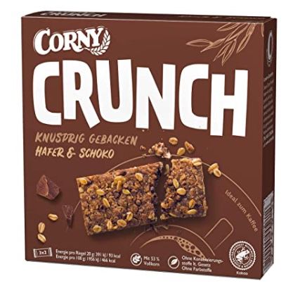 9x 6er Pack Corny Crunch Hafer & Schoko knackiger Müsliriegel für 8,36€ (statt 12€)   Prime Sparabo