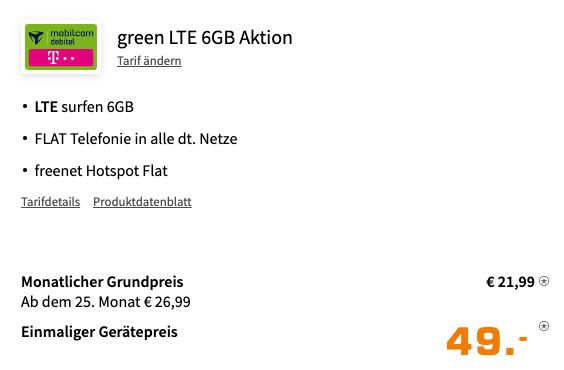 Apple iPhone 11 für 49€ + Telekom Allnet Flat inkl. 6GB LTE für 21,99€ mtl.