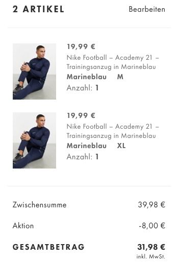 Nike Academy 21 Track Suit Trai­nings­an­zug in Marineblau für 24,99€ (statt 38€) oder 2 Anzüge für 31,98€