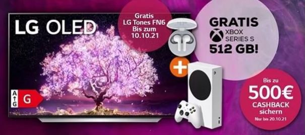 LG OLED Fernseher inkl. bis 500€ Cashback + GRATIS Xbox Series S + Kopfhörer