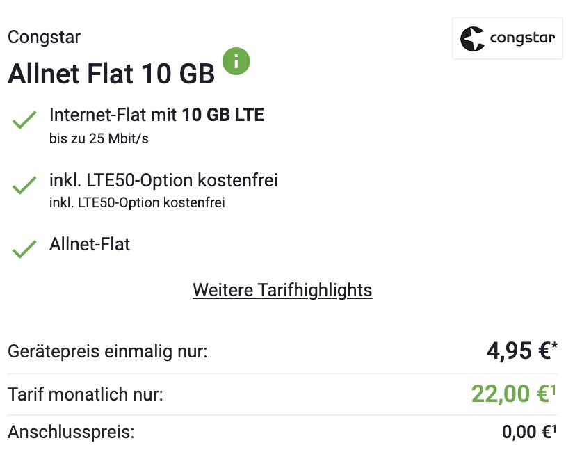 Samsung Galaxy S20 FE (2021) für 4,95€ + Telekom Allnet Flat von Congstar mit 10GB LTE für 22€ mtl.