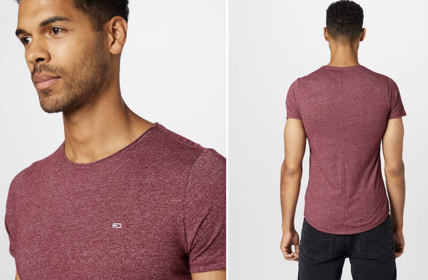 Tommy Jeans Herren T Shirt Slim Jaspe C Neck in Weinrot für 20,93€ (statt 28€)