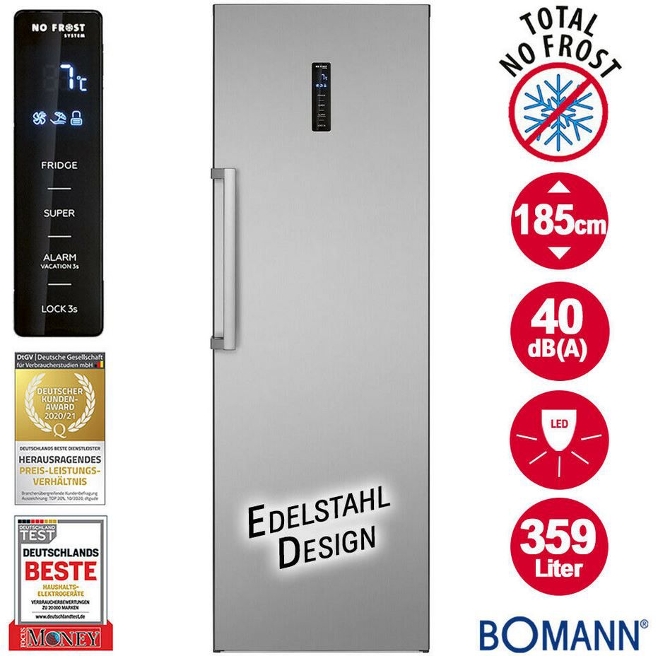 Bomann VS 7329   No Frost 359l Kühlschrank Inox für 389€ (statt 560€)