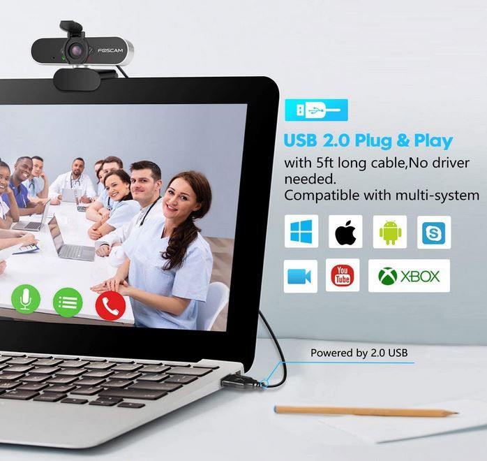 Foscam W21 Webcam 1080P FullHD mit Mikrofon für 19,90€ (statt 28€)