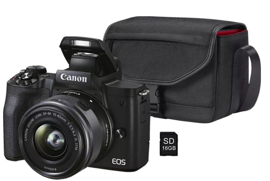 CANON EOS M50 MK2 Systemkamera Kit mit 15 45mm Objektiv & Zubehör für 588€ (statt 627€)