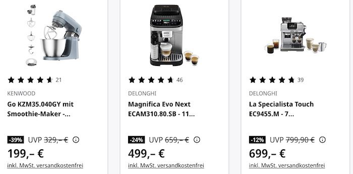 Saturn: ☕️ Delonghi, Braun, nutribullet und Kenwood Küchengeräte im Angebot