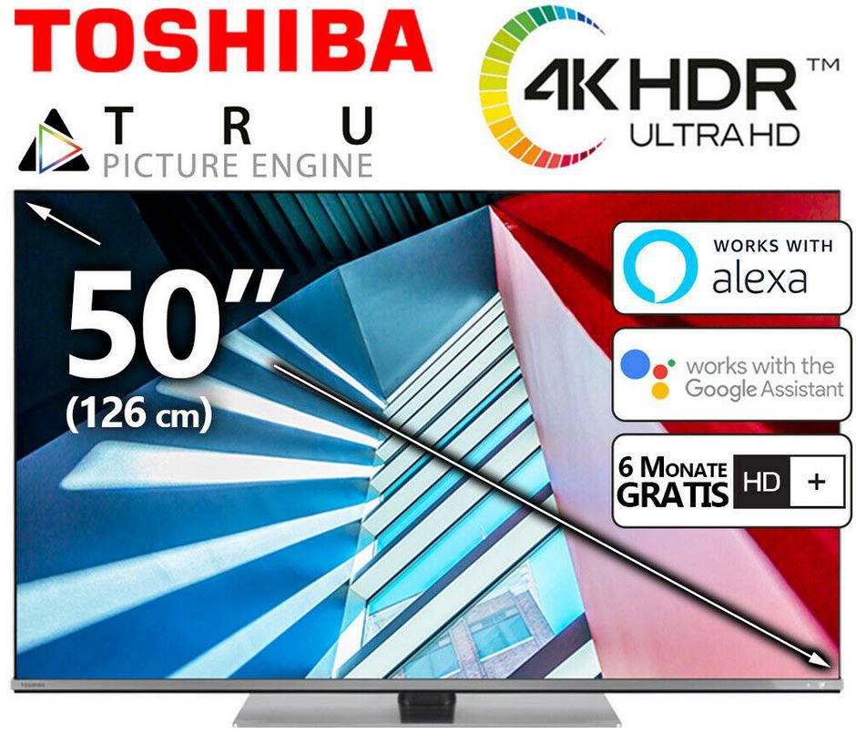 Toshiba 50UK6B63DG   50Zoll UHD smart TV mit HDR für 349,99€ (statt 449€)