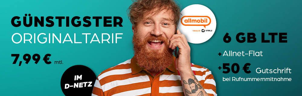 Vodafone Allnet-Flat 6GB LTE für 7,99€ mtl. + 50€ Rufnummern-Bonus