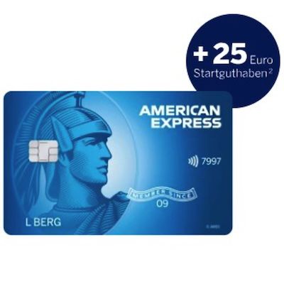 💳 American Express Blue Card dauerhaft kostenlos mit 25€ Startguthaben und Apple, Google & Paypal Pay