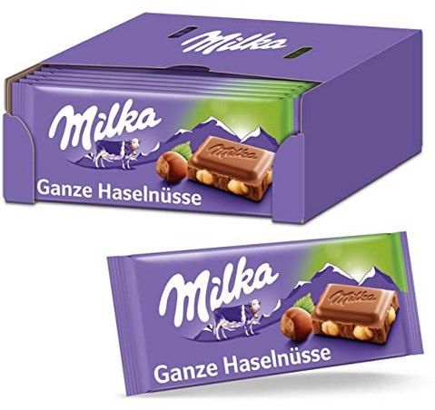 17x 100g Milka Ganze Haselnüsse Schokolade im Sparabo ab 9,39€   nur 0,55€ pro Tafel