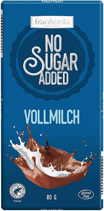 5x frankonia Vollmilch Schokolade, 80g Tafel ohne Zuckerzusatz für 5,96€ (statt 8€)